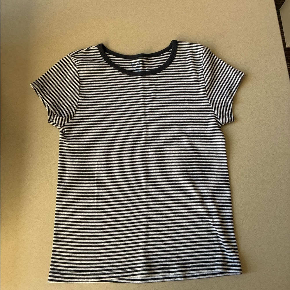 John Galt/Brandy Melville Striped Black and White T-Shirt